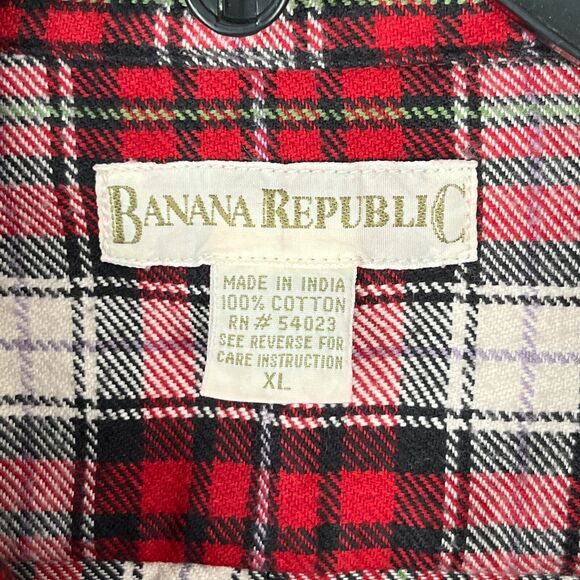 Banana Republic Shirt Mens XL Flannel Button-Down Long-Sleeve Heavyweight Red - Picture 4 of 11